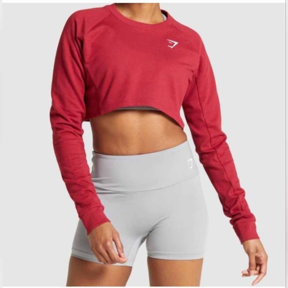 Gymshark Red Cropped Sweatshirt Tee